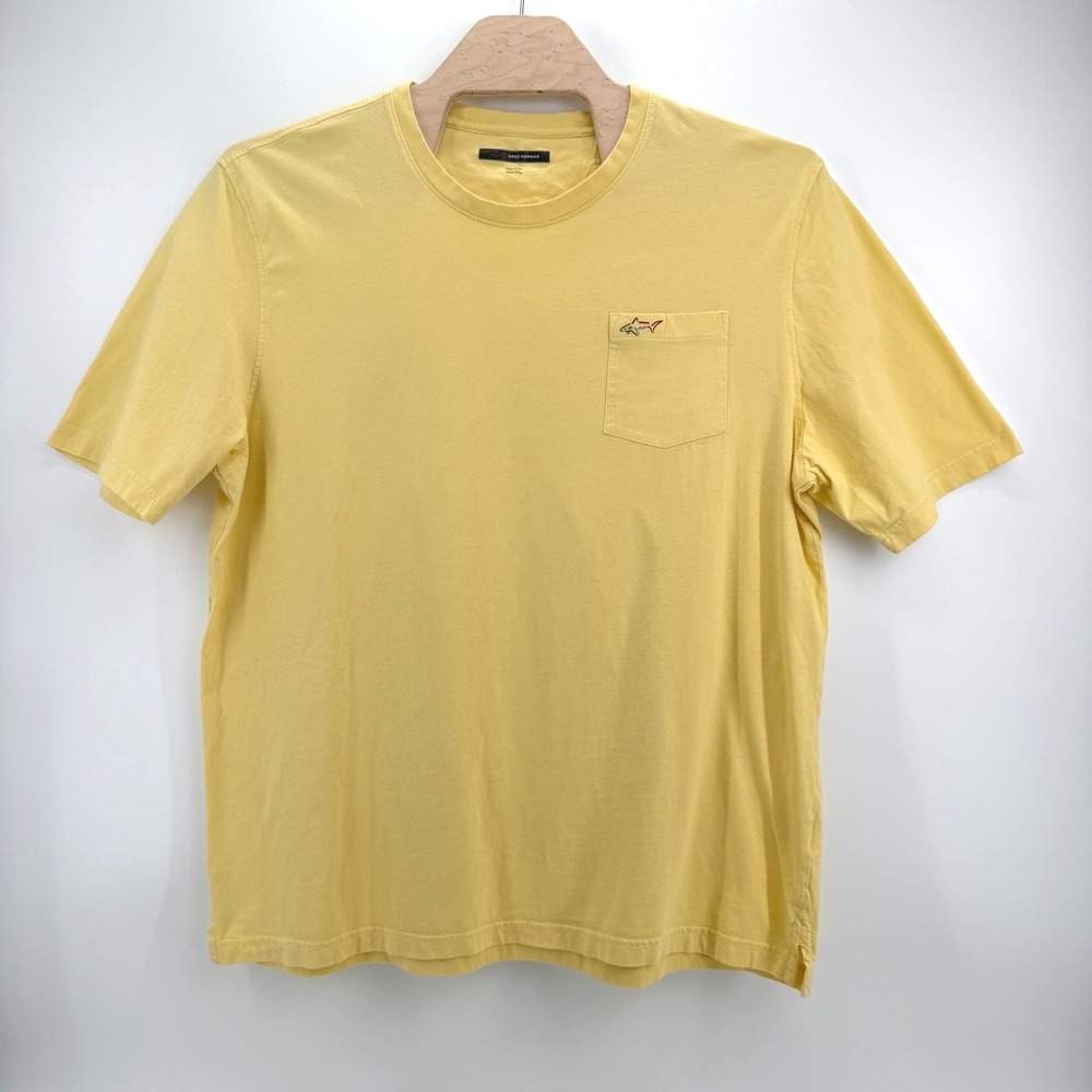 Greg Norman Shark Logo Pocket Tee 3XL Cotton Yellow Casual Golf Sporty Shirt